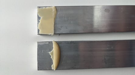 Adhesive failure is where one surface has no adhesive left