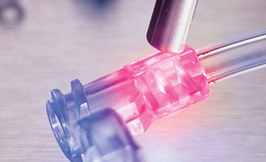 Command curing an adhesive to a translucent plastic
