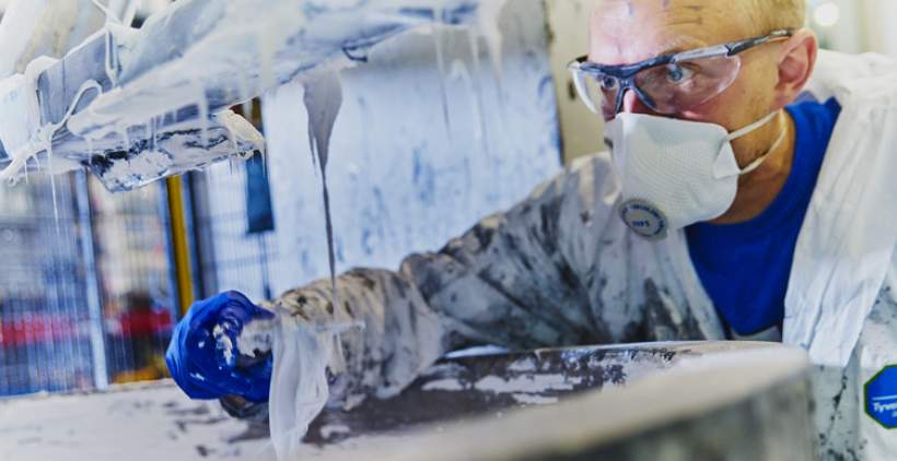 Correct PPE use for Cleaning an adhesive machine
