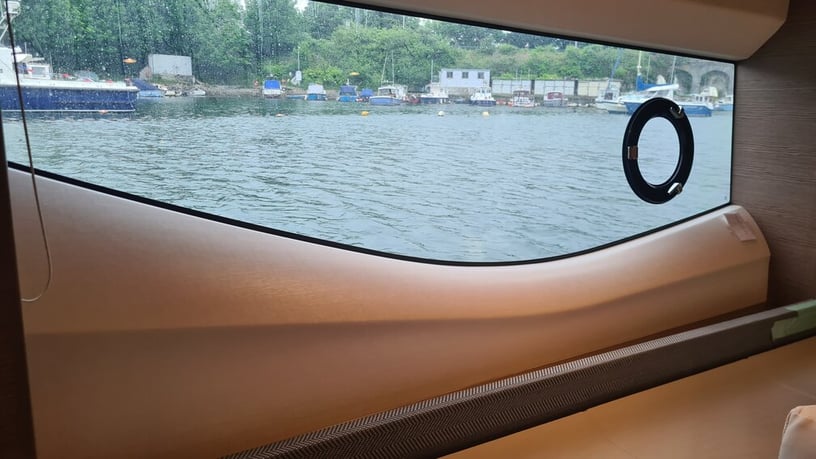 Glass bonding adhesive used on a luxury yacht